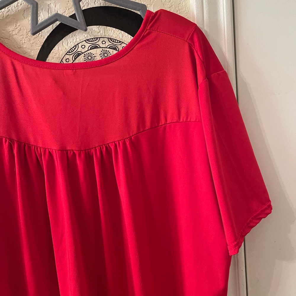 Womens Short sleeve red thin button front top size 3XL pre-owned - Picture 9 of 11
